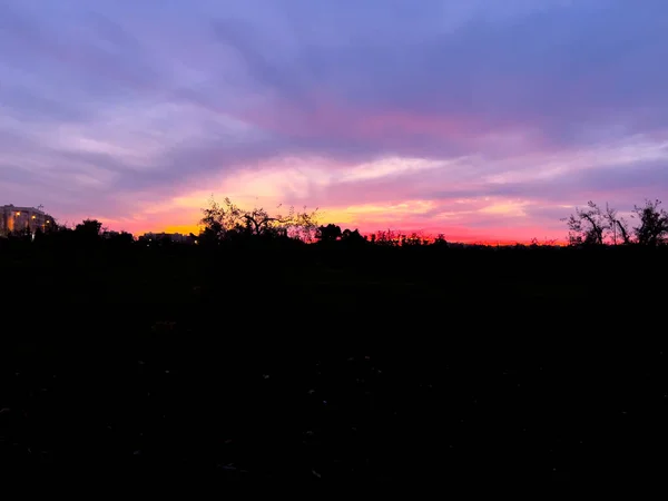 Twilight Sunset Farm Land — Stock Photo, Image