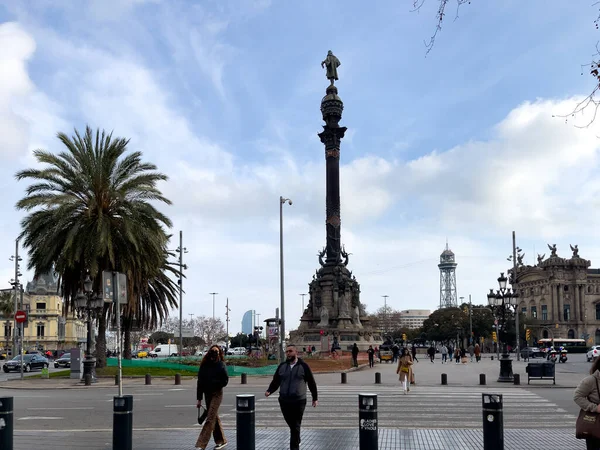Μνημείο Columbus Στη Βαρκελώνη — Φωτογραφία Αρχείου