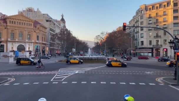 Carros Condução Barcelona — Vídeo de Stock