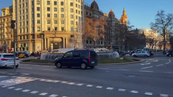 Estradas Movimentadas Durante Hora Ponta Barcelona — Vídeo de Stock