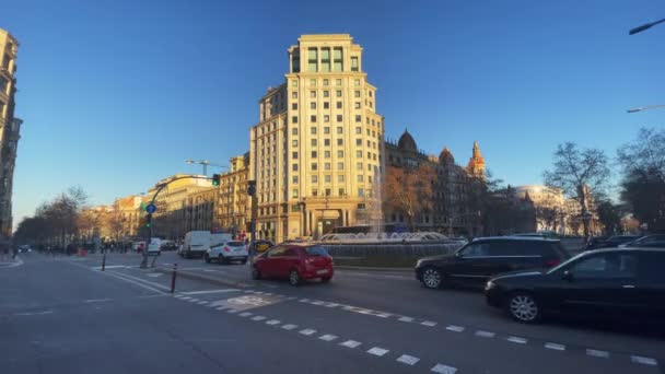 Strade Trafficate Durante Ora Punta Barcellona — Video Stock