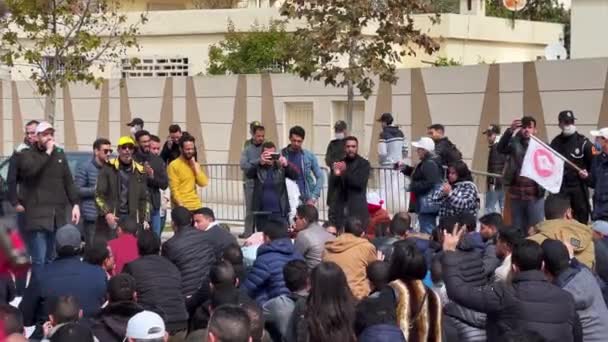 Марокканские Учителя Протестуют Улицах Феза — стоковое видео