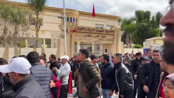 Marokkói Tanárok Tüntetnek Fez Utcáin — Stock videók