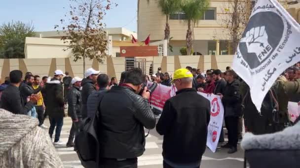 Marokkanische Lehrer Protestieren Den Straßen Von Fez — Stockvideo