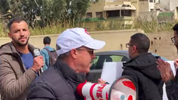 Marokkanische Lehrer Protestieren Den Straßen Von Fez — Stockvideo