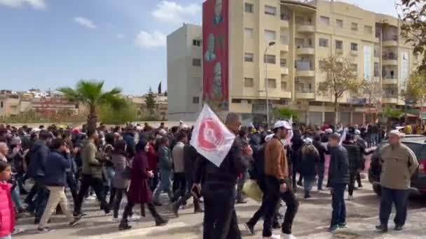 Μαροκινοί Δάσκαλοι Διαδηλώνουν Στους Δρόμους Της Φεζ — Αρχείο Βίντεο