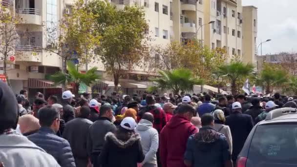 Μαροκινοί Δάσκαλοι Διαδηλώνουν Στους Δρόμους Της Φεζ — Αρχείο Βίντεο