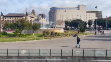 Barselona 'daki Katalan çeşmesinin insansız hava aracı görüntüleri.