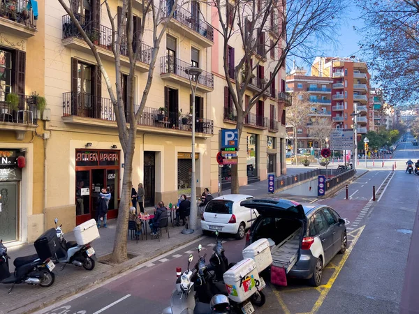 Weinig Auto Rijden Weg Barcelona — Stockfoto