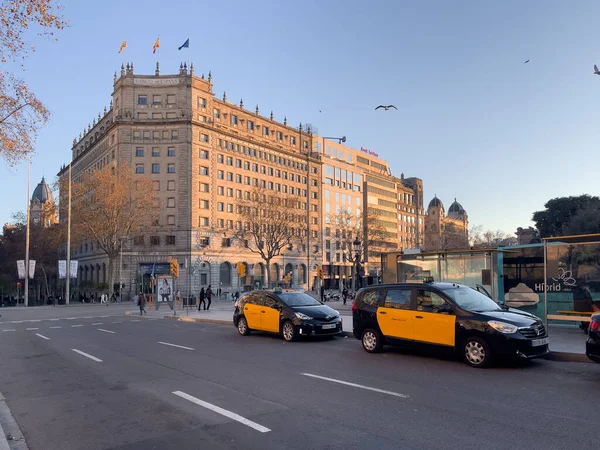 Fila Taxis Aparcados Carretera Barcelona — Foto de Stock