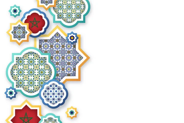 Marokkaanse Vlaggen Het Midden Van Verschillende Mozaïekvormen Met Vrije Tekstruimte — Stockfoto