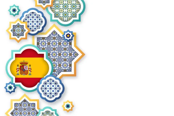 Spanish Flag Middle Mosaic Shape Free Text Space Right — Foto de Stock