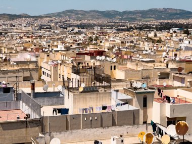 Fas 'ta bir kentsel mahalle üzerinde hava manzarası