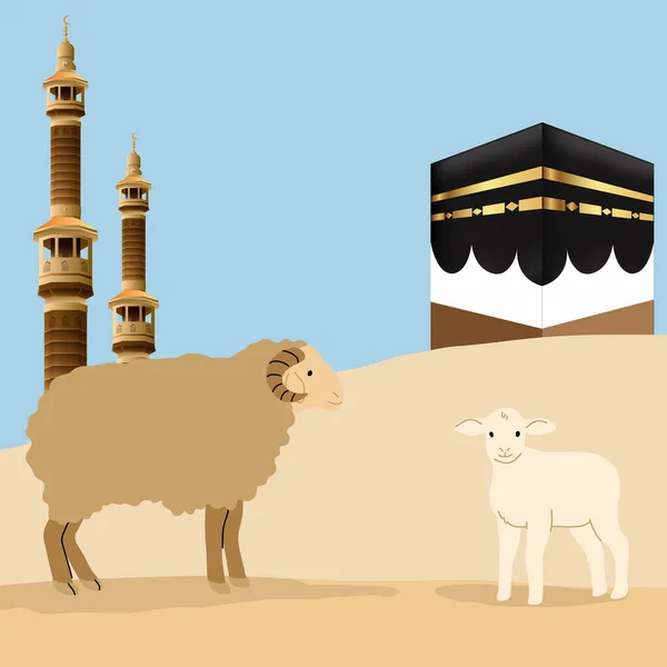 Haram Moskee Mekka Met Twee Schapen Voorgrond — Stockfoto