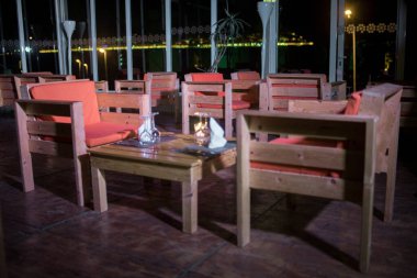 Empty dinner table in a luxurious hotel