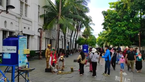 People Walking Street Jakarta Old Town — Stock Video