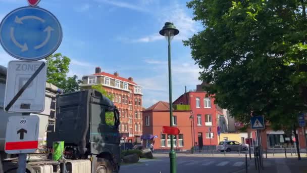 Caminhão Que Conduz Estrada Bruxelas — Vídeo de Stock