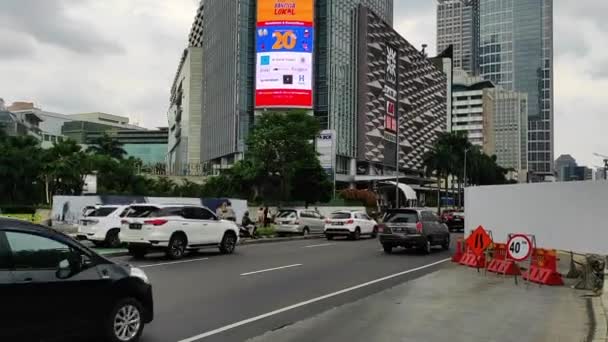 Autók Közelben Jakarta Városkép Terület — Stock videók