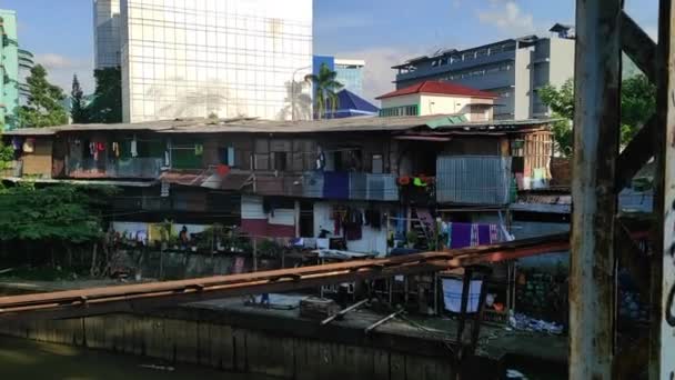 Vista Barrio Pobre Yakarta — Vídeos de Stock