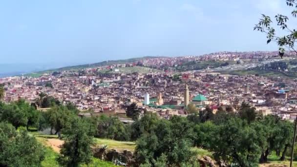 Vista Panorámica Antigua Medina Fez — Vídeo de stock