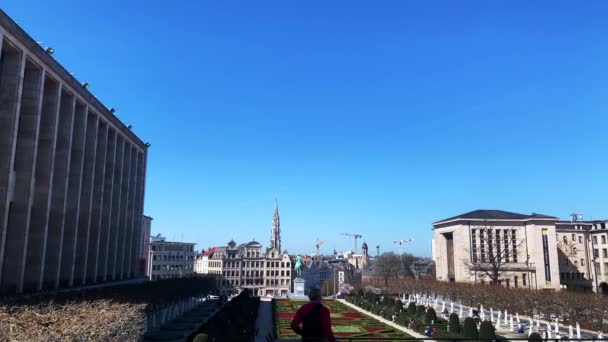 People Hanging Out Mont Des Arts Park Bruxelles — Vídeos de Stock