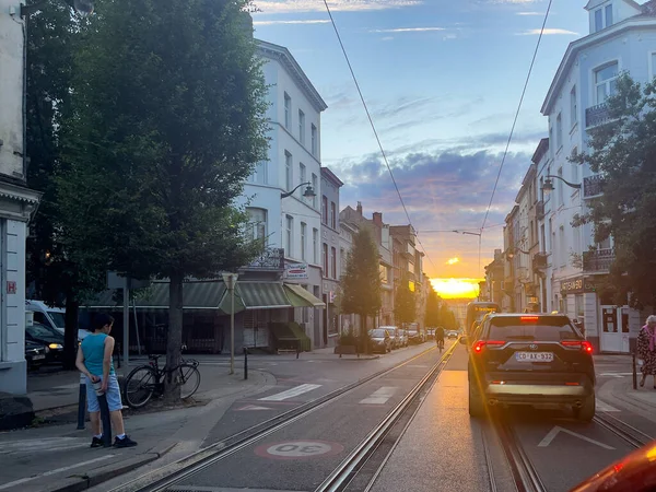 Road City Buildings Sunset — Stock Photo, Image