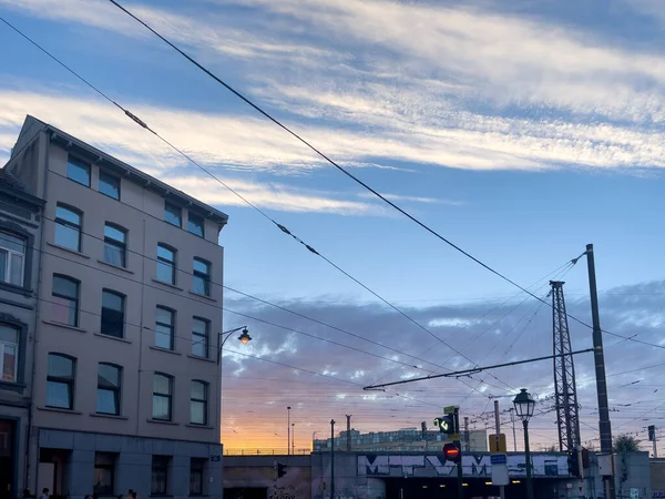 Road City Buildings Sunset — Stock Photo, Image