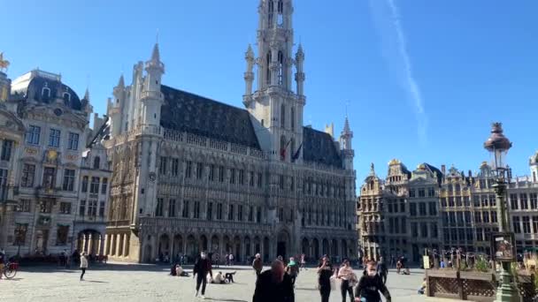 People Hanging Out Grand Place Bruxelles — Vídeos de Stock