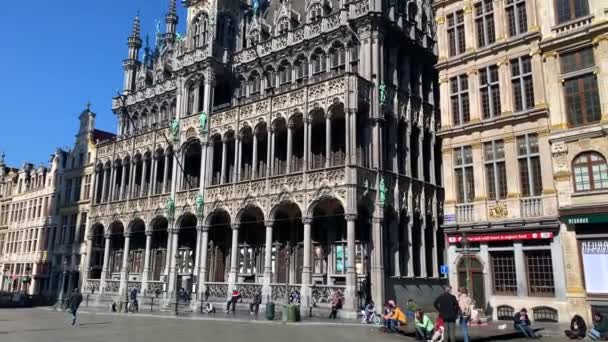 Άνθρωποι Αράζουν Κοντά Στο Σπίτι Του Βασιλιά Στις Βρυξέλλες — Αρχείο Βίντεο
