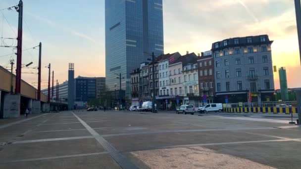 High Rise Building Next Old Buildings Bruxelles — Wideo stockowe