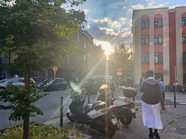 Muslim People Walking Streets Bruxelles Eid Adha Celebration — Stock Photo, Image