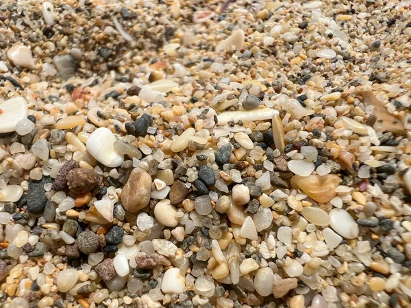Sandy Background Small Stones Beach — Zdjęcie stockowe