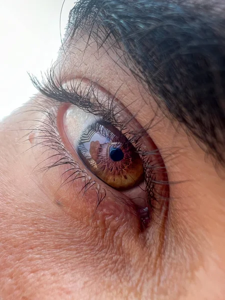 Closeup Shot Glowing Brown Male Eye — Zdjęcie stockowe