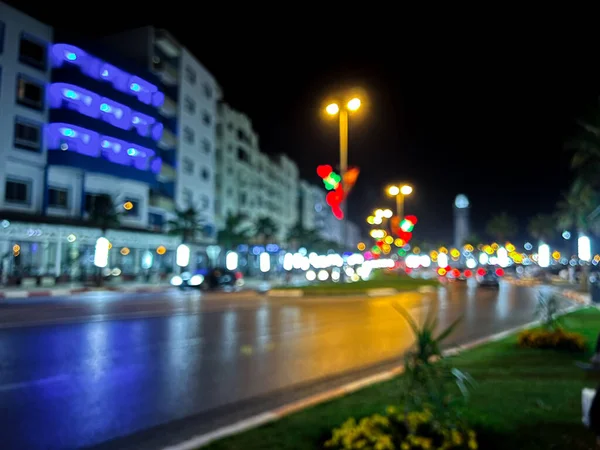 Gece Giden Arabaların Bulanık Görüntüsü — Stok fotoğraf