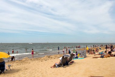 Crowd of people enjoying their summer on Knokke beach