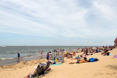 Crowd of people enjoying their summer on Knokke beach