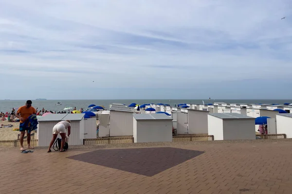 White Beach Huts Beach Small Belgian Town Knokke Heist — Stok fotoğraf