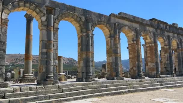 Αρχαία Ρωμαϊκή Πόλη Volubilis Κοντά Meknes — Αρχείο Βίντεο
