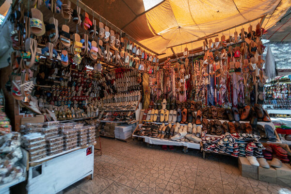 POV of the street market in Sidi Harazem 