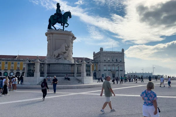 Praca Comercio Lizbon Kral Jose Nin Heykeli — Stok fotoğraf