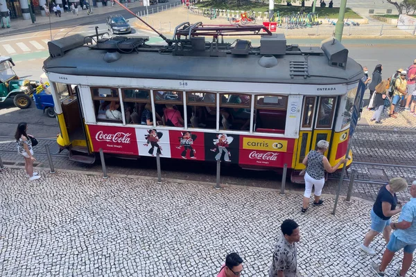 Passageiros Entrando Bonde Retro Praça Martim Moniz — Fotografia de Stock