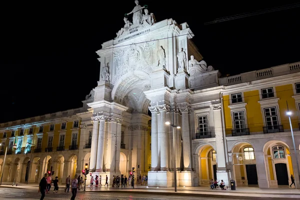 Arco Trionfale Praa Comrcio Lisbona Notte — Foto Stock