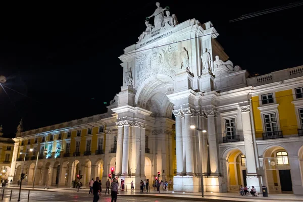 Arco Triunfal Praa Comrcio Lisboa Por Noche — Foto de Stock