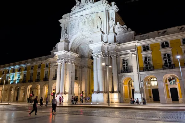 Arco Triunfal Praa Comrcio Lisboa Por Noche — Foto de Stock