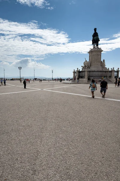 Praca Comercio Estátua Rei José Lisboa — Fotografia de Stock