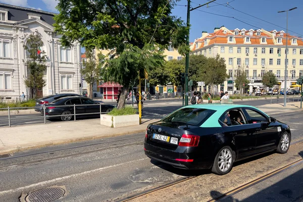 Commercial Taxi Cab Roads Lisbon — Stock Photo, Image