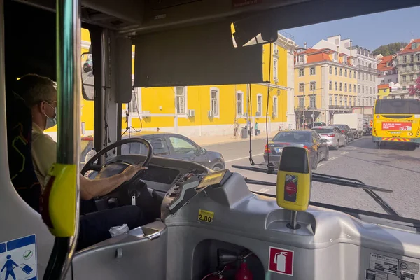 Man Driving Autobus Day Lisbon — Stock Photo, Image