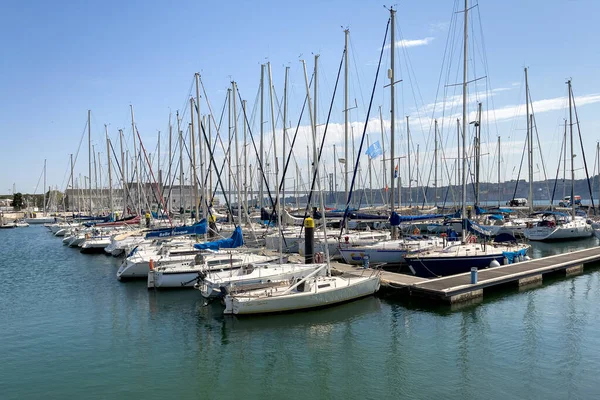 Barche Attraccate Porto Turistico Nella Zona Santa Maria Belem Lisbona — Foto Stock