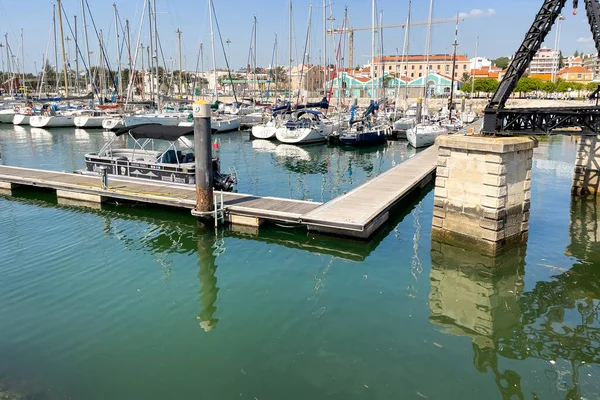 Boats docked at marina in Santa Maria de Belem area in Lisbon city