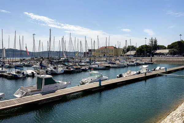 Boats docked at marina in Santa Maria de Belem area in Lisbon city